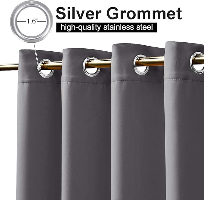 NICETOWN Outdoor Curtain for Patio Waterproof Extra Wide 100", Blackout Vertical Blinds Thermal Insulated Rustproof Top & Bottom Grommet Indoor Outdoor Divider for Public Space, Grey, 1 Piece, 84" L
