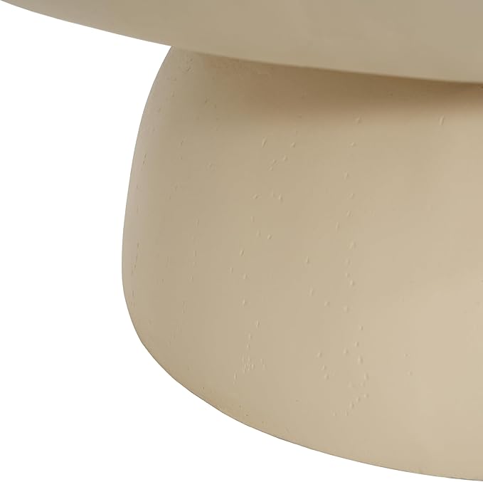 Christopher Knight Home Patsy Modern Lightweight Concrete Coffee Table, Indoor and Outdoor Round Top Accent Table, MGO Sofa End Table with Pedestal Base, No Assembly Needed, 27.5", Beige