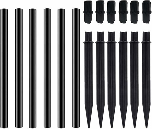 Flame Lamp Extension, Ground Stake and Joint Connector Kit to Make Solar Flashlight Torch Taller, 6 Sets