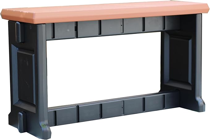 Bench, Redwood Top with Black Sides, 1 Pack - Proudly Made in The USA, Click and Lock Hardware-Free Assembly, Durable and Stylish Outdoor Seating