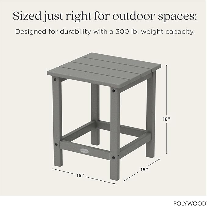 POLYWOOD ECT18GY Long Island Side Table, 18-Inch, Slate Grey
