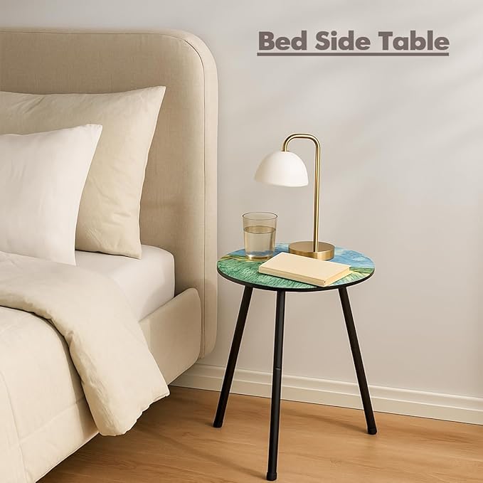 Outdoor Side Table 2 pcs Patio Side Tables for Outside End Tables Small Outdoor Table Round Patio End Table Modern Metal Side Table Outside, Patio, Indoor, Bedroom, Living Room, Small Spaces