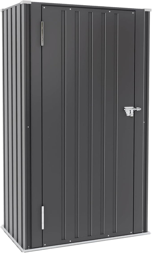 Greesum Outdoor Metal Storage Cabinet, 55'' Lockable Tall Shed, Vertical Tool Organizer Without Shelves for Garage, Patio, Backyard, Home & Lawn, Black