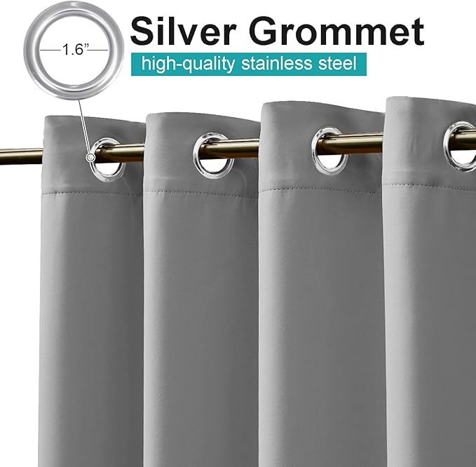NICETOWN Outdoor Curtain for Patio Waterproof 108" Length Public Divider, Rust-Proof Grommet Blackout Thermal Insulated Privacy Outdoor Drape for Cabana/Porch, Silver Grey, 84" Wide, 1 Piece