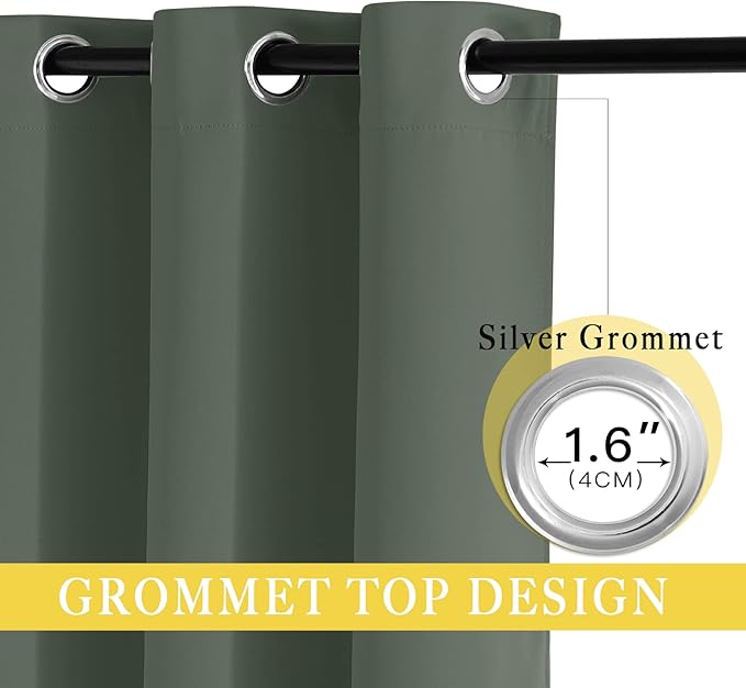 NICETOWN Blackout Living Room Curtain 95 inches Long - Grommet Thermal Insulated Window Treatment Energy Saving Sound Reducing Drape for Bedroom (Dark Mallard, 1 Panel, W52 x L95)