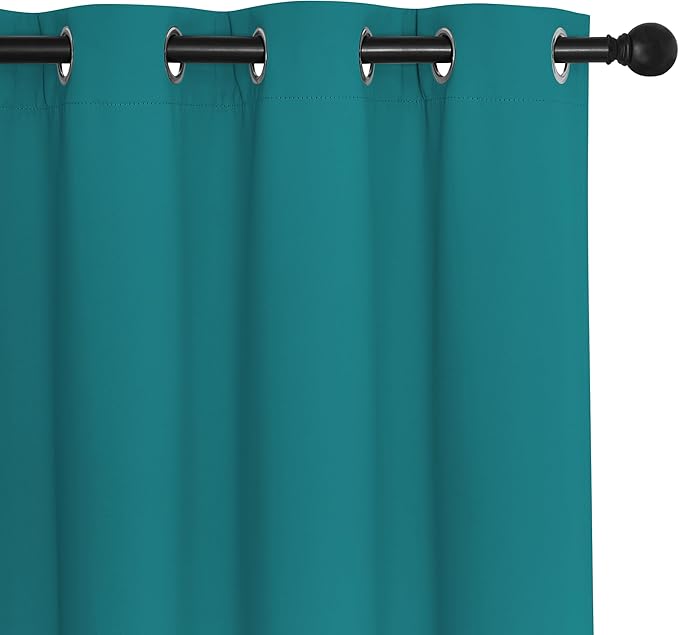 NICETOWN Patio Blackout Curtain Panels - Extra Wide Sliding Door Thermal Insulated Drape, Privacy Room Divider Curtain for Bedroom Office (Peacock Teal, 66 x 118 Inch Long)