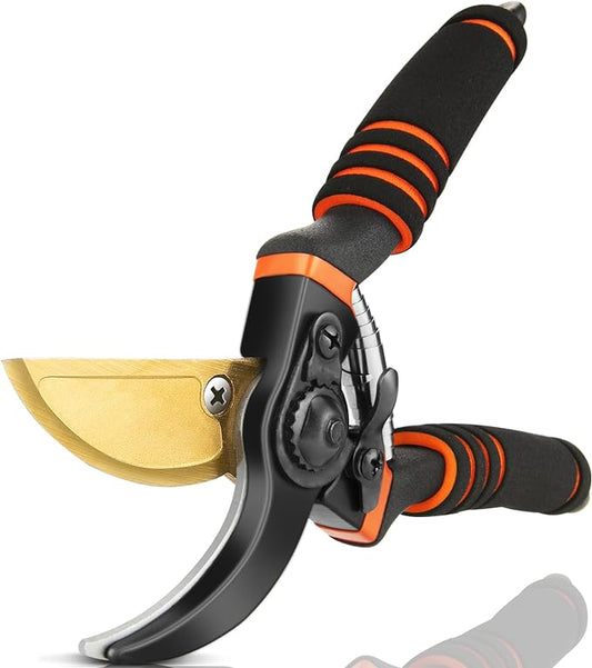 Pruning Shears, Garden Shears - Hewog 8.5" Professional Premium SK5 Steel with Titanium Bypass Pruning Shears for Gardening, Sharp Handheld Heavy Duty Garden Hedge Clippers/Scissors Pruners Tools
