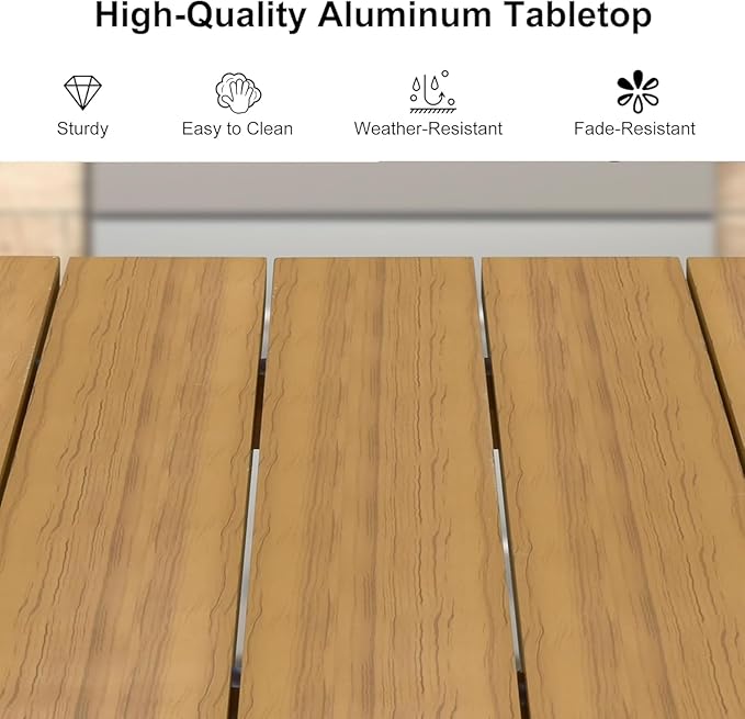 PURPLE LEAF 5 Pieces Oversized Square Outdoor Dining Set with Patio Aluminium Dining Table and Wicker Chairs Modern Furniture Cushions Sets for Backyard Indoor Decor Kitchen Teak