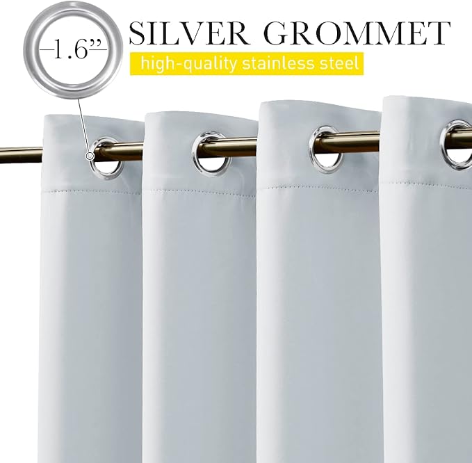 NICETOWN 2 Panels Outdoor Curtains for Patio Waterproof & Windproof, Grommet & Back Tab on Top & Bottom Weighted Drapes Keep Sun/Rain Out with Bouns Rope for Deck, Greyish White, W84 x L84