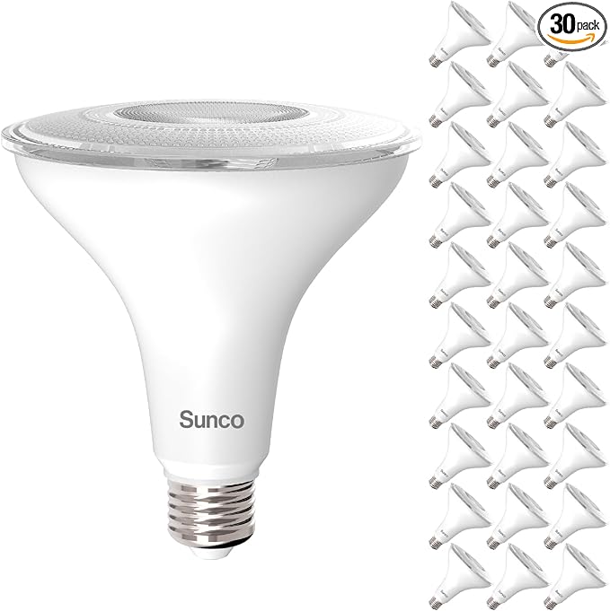 Sunco 30 Pack Outdoor Flood Light Bulb LED PAR38, Exterior Spotlight Bulbs, Weatherproof, 1050 LM, 13W (100W Equivalent), 6000K Daylight Deluxe, Wet Rated, Dimmable, E26 Base UL
