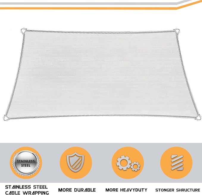 Upgraded with High-Strength Steel Cable Edges 20' x 24' Sun Shade Sail Dark Grey Rectangle, Heavy Duty UV Blockage Outdoor Cover with Steel Wire Edges for Patio Garden