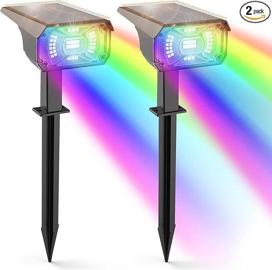 Solar Spotlights for Outside 2 Pack,Auto On/Off Landscape Spotlights, USB & Solar Powered Wall Lights, 3 Light Modes Outdoor Solar Garden Lights for Garden