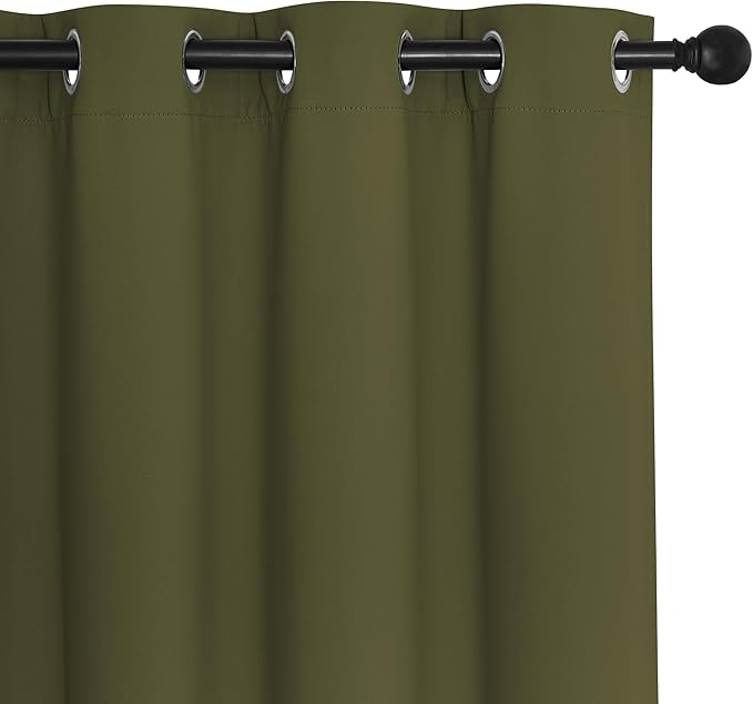 NICETOWN Olive Green Blackout Curtains for Bedroom 72 Inches Long, Thermal Insulated Room Darkening Grommet Window Curtains for Living Room Nursery, 66 inch x 72 inche, 1 Panel