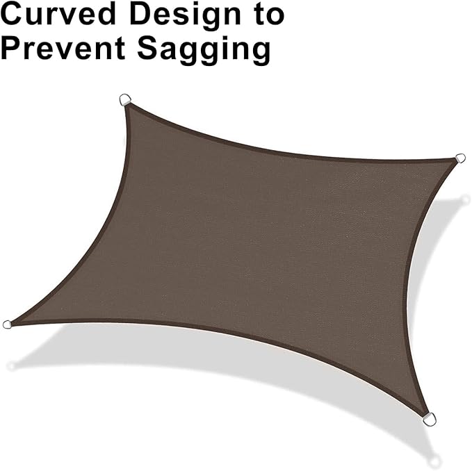 LOVE STORY Custom Size 14'x14' Brown Sun Shade Sail Rectangle UV Block Canopy Patio Sail Sunshades Fabric for Outdoor Garden Carport (We Make Custom Size)