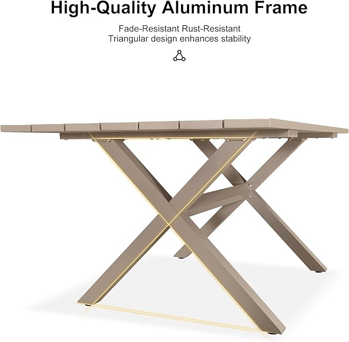 PURPLE LEAF 9 Piece Longer Outdoor Dining Set with Patio Aluminium Dining Table and Wicker Chairs Modern Furniture Cushions Sets for Backyard Indoor Decor Kitchen Champagne