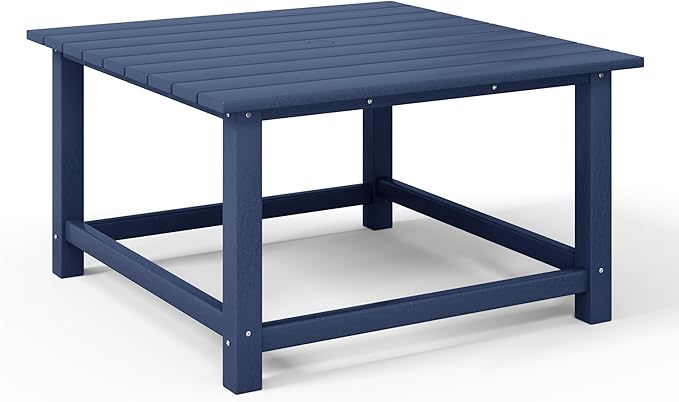 WestinTrends Malibu Low Outdoor HDPE Square Patio Coffee Table, Navy Blue