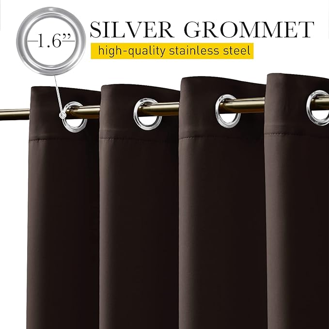 NICETOWN 2 Panels Weighted Blackout Curtains with Grommet & Back Tab on top and Bottom for Patio Waterproof, Windproof Privacy Outdoor Dividers for Cabana with Fixed Rope, W52 x L84, Coffee