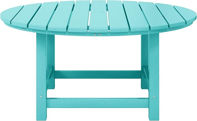 WestinTrends Malibu Low Outdoor HDPE Round Patio Coffee Table, Turquoise
