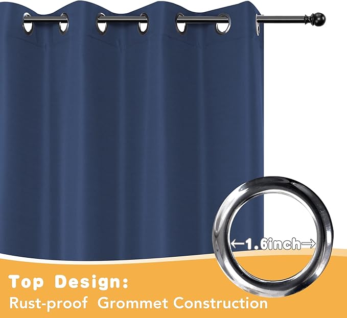 HolidayIdeas Outdoor Curtains for Patio Waterproof, 4 Panels - 54 x 120 Inch - Privacy Protection & Light Filtering Curtains Navy Grommet Outside Curtains for Porch, Gazebo, Pergola, Backyard