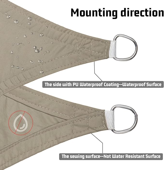 LOVE STORY Right Triangle 8'x12'x14.4' Waterproof Sun Shade Sail Canopy UV Block for Outdoor Patio Backyard Carport,Taupe(We Make Custom Size)