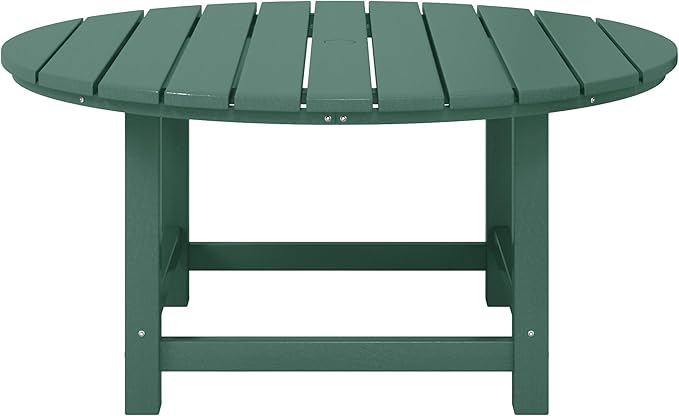 WestinTrends Malibu Low Outdoor HDPE Round Patio Coffee Table, Dark Green