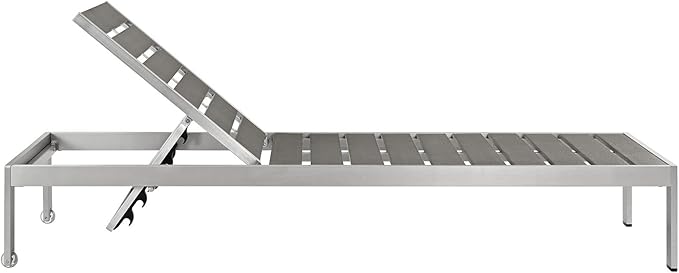 Modway Shore Aluminum Outdoor Patio Chaise Lounge Chair in Silver Gray