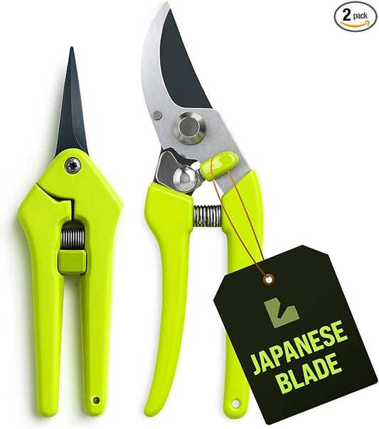 2-Pack Stainless Steel Gardening Scissors, Pruning Shears and Clippers for Gardening