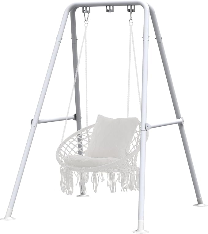 G TALECO GEAR Hammock Chair Stand,Heavy-Duty Steel 300LBS Multi-Use Hammock Stand for Outdoor Indoor, Swing Chair not Include (White)