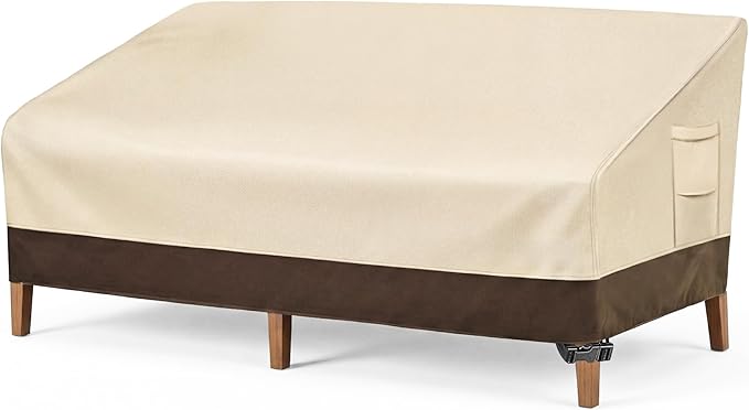Vailge Heavy Duty Patio Sofa Cover, 100% Waterproof 3-Seater Outdoor Sofa Cover,Lawn Patio Furniture Covers with Air Vent and Handle,79" Wx 37" Dx 35" H,Beige&Brown