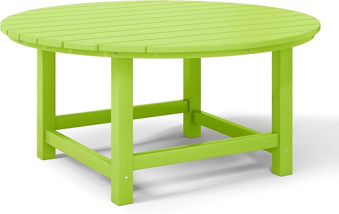 WestinTrends Malibu Low Outdoor HDPE Round Patio Coffee Table, Lime