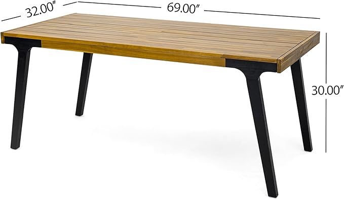 Christopher Knight Home 3 Piece Patio Dining Table,Acacia Wood Table Bench Dining Set,2 Wood Benches with 69'' Large Dining Table,Industrial Style Dining Furniture Set for Outdoor Deck, Yard, Porch