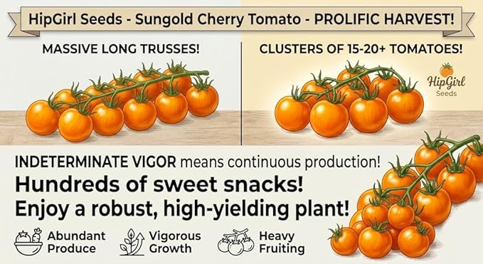 10ct Sweet Orange Sun Gold Cherry Tomato Seeds for Planting.Non GMO Garden Seeds for Planting Vegetables Seed at Home Vegetable Garden and Hydroponics Seed Pods:10ct Sungold Tomato