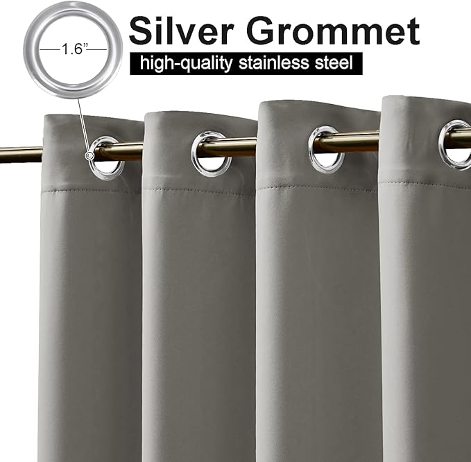NICETOWN Blackout Outdoor Curtain for Patio Waterproof, Thermal Insulated Silver Rustproof Grommet Top Blackout Indoor Outdoor Curtain/Drape for Cabana, Slate Grey, 1 Panel, W52 x L95