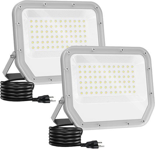 2 Pack Super Bright 6500k 10000lm LED Flood Lights Outdoor,100w Led Outside Lights for Yard Outdoor Waterproof Work Lighting Floodlight for Garage Yard Garden Stadium