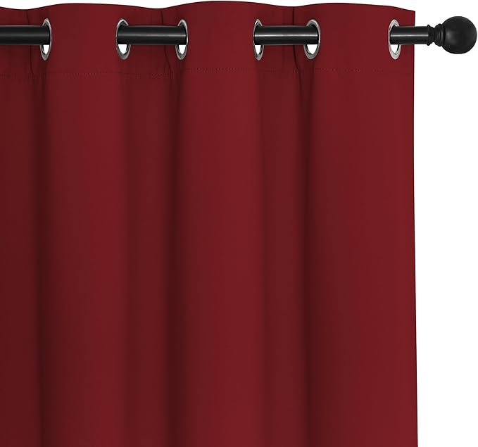 NICETOWN Sliding Door Window Treatment Blackout Patio Door Curtain Panels, Privacy Thermal Drapes for Bedroom Living Room Department with Grommet Top (Burgundy Red, W66 x L110)