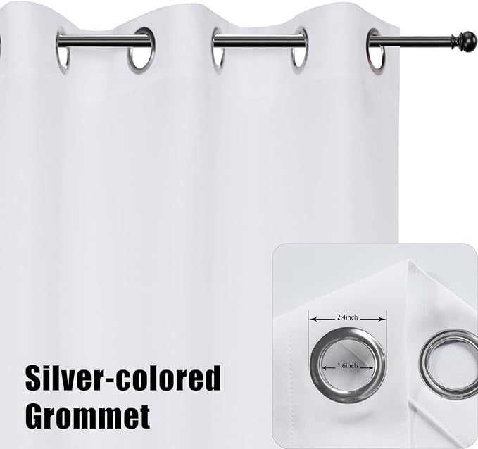 BONZER Waterproof Outdoor Curtains for Patio Porch Pergola Cabana Thick Privacy Extra Wide Grommet Indoor Curtains for Bedroom Living Room, 1 Panel, 150W x 84L inch, White
