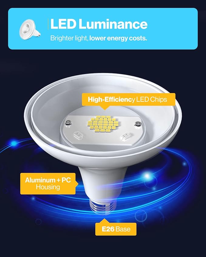 Sunco 48 Pack Outdoor Flood Light Bulb LED PAR38, Exterior Spotlight Bulbs, Weatherproof, 1050 LM, 13W (100W Equivalent), 6000K Daylight Deluxe, Wet Rated, Dimmable, E26 Base UL