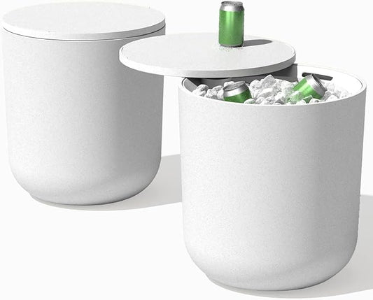 Veradek Kona Cooler Side Table – 2-in-1 Outdoor Patio Side Table w/Cooler | Insulated 40L Capacity | Modern Accent Décor for Hosting, BBQ, Poolside