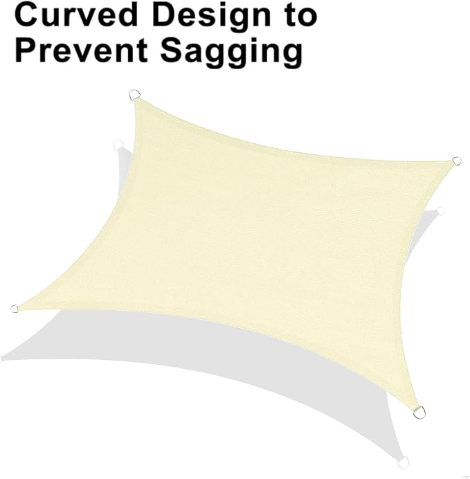 LOVE STORY Custom Size 14'x24' Butter Cream Sun Shade Sail Rectangle UV Block Canopy Patio Sail Sunshades Fabric for Outdoor Garden Carport (We Make Custom Size)