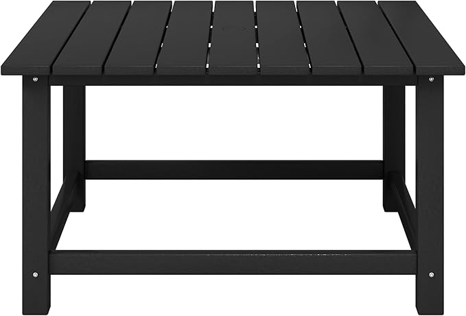 WestinTrends Malibu Low Outdoor HDPE Square Patio Coffee Table, Black
