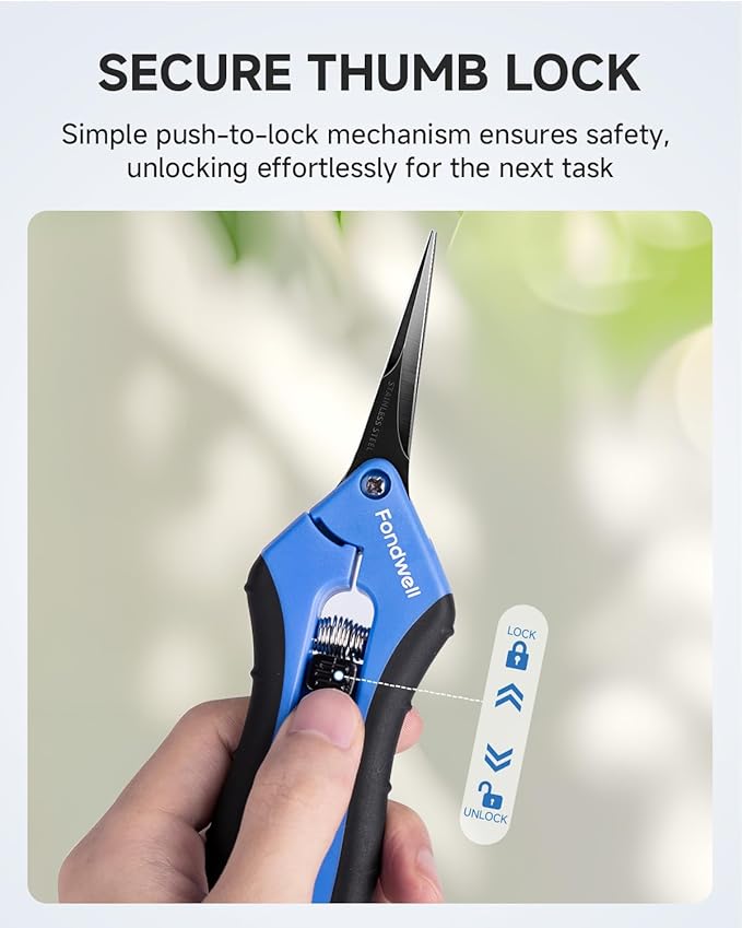 Fondwell 6.5" Trimming Scissors Garden Snips: Small Pruning Shears with Non-Stick Sharp Blade - Ideal for Precise Cutting and Shaping