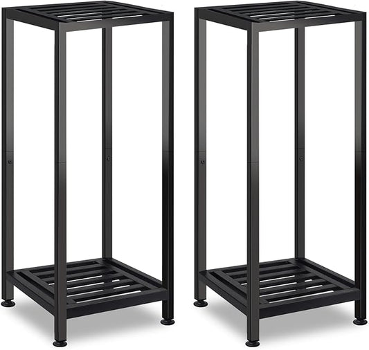 2-Pack Plant Stand Indoor Outdoor, Heavy Duty Wrought Iron Pedestal Stands, Metal Plant Stand Decorative Flower Stand for Patio Garden Deck Living Room