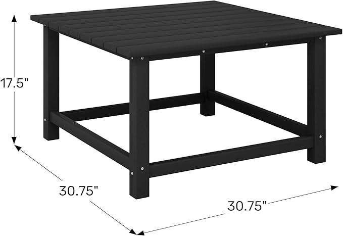 WestinTrends Malibu Low Outdoor HDPE Square Patio Coffee Table, Dark Brown
