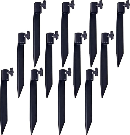 Outdoor Metal Stakes for Ground, Garden Stakes for Lights,Used for Replacement Metal Ground Spike in Live Flame Torches and Solar Lights-6.7 Inch (Black 12 Pack)
