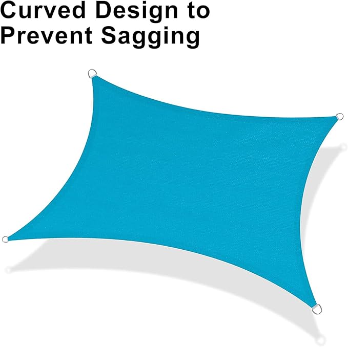 LOVE STORY Custom Size 14'x20' Turquoise Blue Sun Shade Sail Rectangle UV Block Canopy Patio Sail Sunshades Fabric for Outdoor Garden Carport (We Make Custom Size)