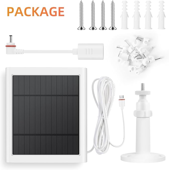6 Pack IP65 Solar Panel for Rings Camera, 4W Solar Charger Compatible with Rings Spotlight &All-New Stick Up Outdoor Cam Battery, 10ft Long Cable with USB-C to Barrel Plug Adapter