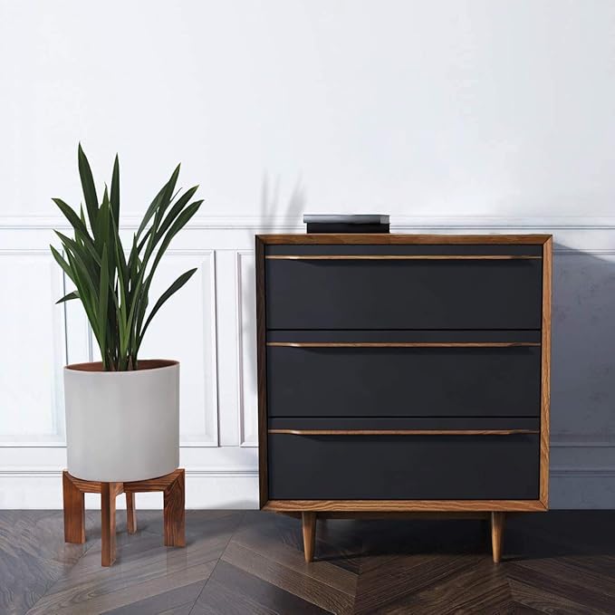 Gendral Forwepup Wood Plant Stand, Mid Century Modern Planter, Rattan Flower Pot Stand, Low Short Plant Stands for Indoor - Boho Rustic Wooden Stool for Plant Pot Holder, Fit 5-15 Inch Pot