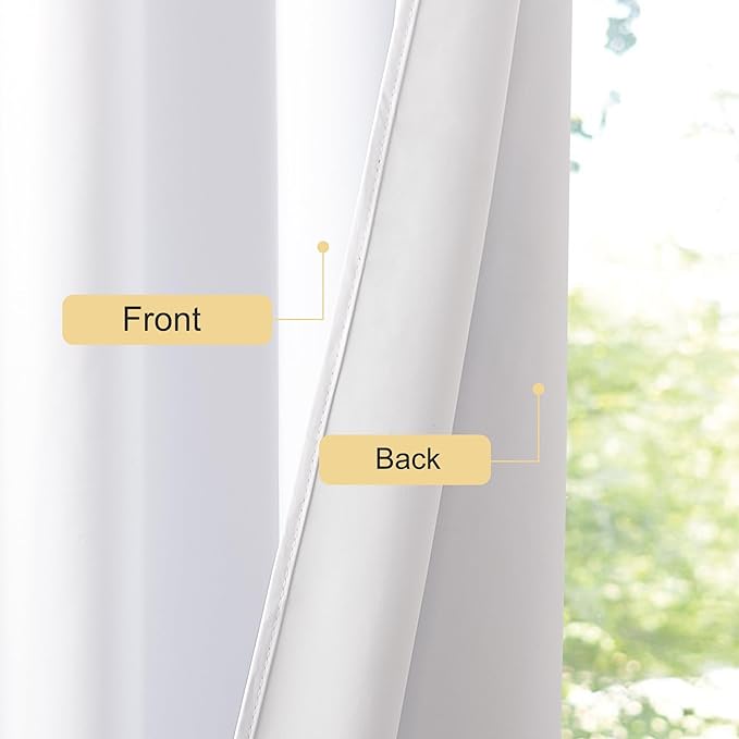 NICETOWN 100% Blackout Sliding Door Curtains 95 inches Long, Grommet Thermal Insulated Room Divider Curtains for Living Room/Bedroom/French Door/Patio, 1 Panel, Pure White, 80W x 95L