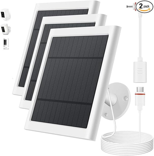 Solar Panel for Ring Camera, 3 Pack 4W Solar Charger Compatible with Rings Spotlight &All-New Stick Up Outdoor Cam Battery, 10ft Long Cable with USB-C to Ring Barrel Plug Adapter