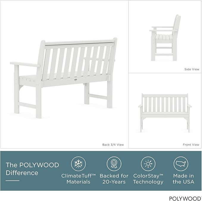 POLYWOOD GNB48WH Vineyard 48" Bench, White